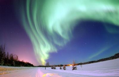 Aurora Borealis Northern Lights seen at