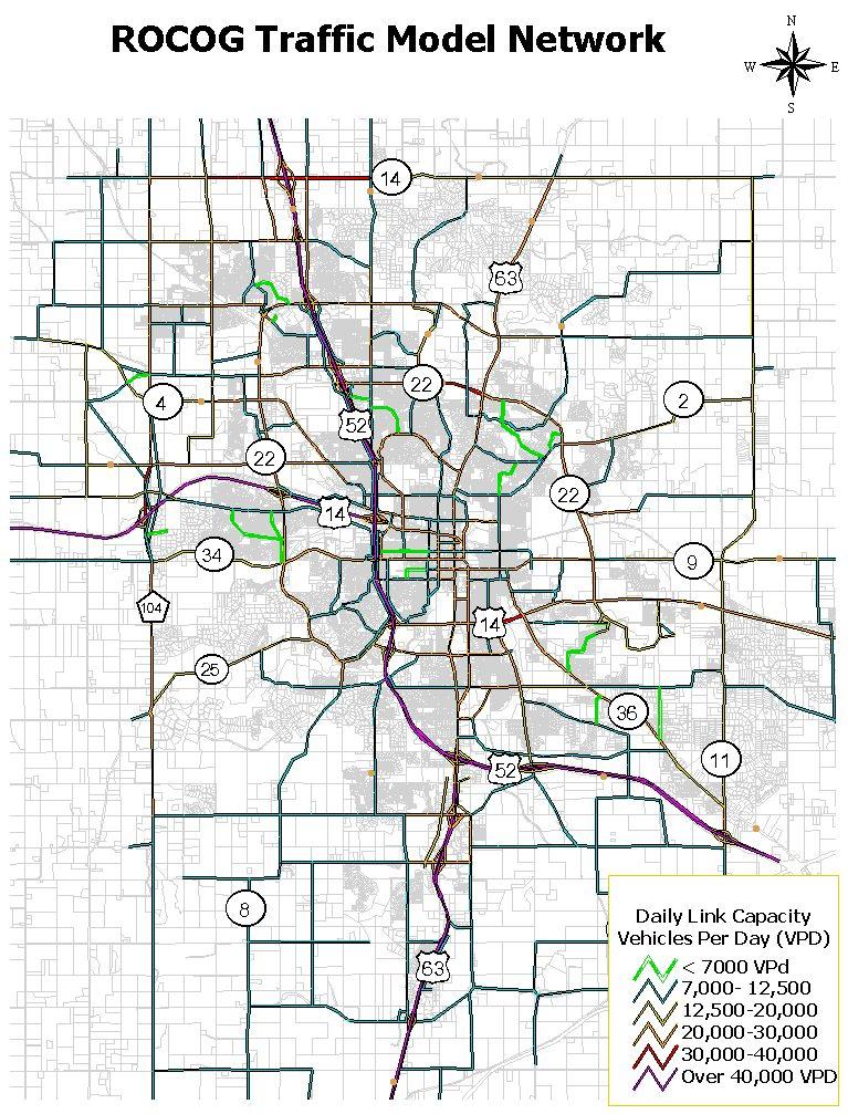Figure I-7: Travel Demand Model Highway Network i Figure 4-10 from Rochester Downtown Master Plan, June