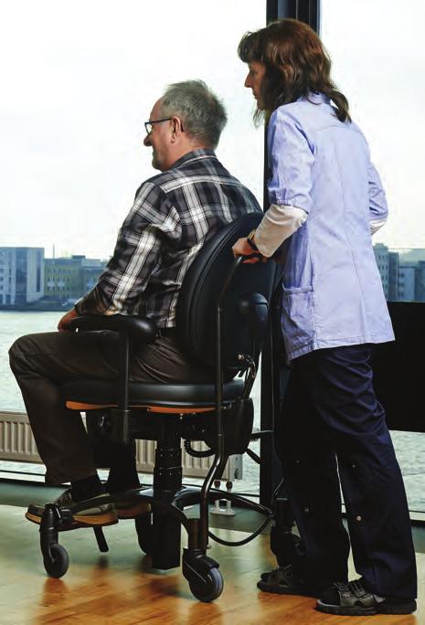 an ergonomic sitting posture that supports activity :: Covers for seat and back are preferrable if a chair has multiple users or if users have hygiene problems :: Armrests support arms, wrists and