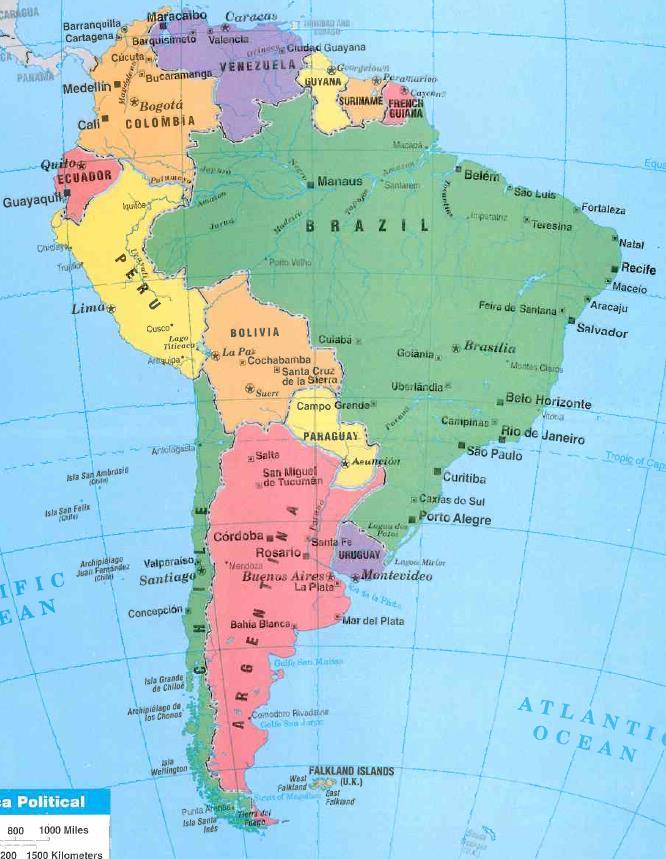 USE THE MAPS OF SOUTH AMERICA TO ANSWER THE