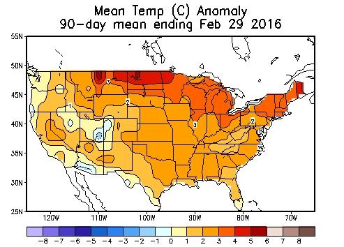 A study by the National Weather Service (NWS) on the impact of El Niño on climate in the lower Great Lakes and Ohio Valley region during winter noted a general trend of above average temperatures and