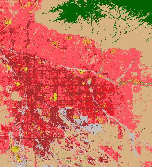Information gain and loss at varying spatial resolution U.S. National Land Cover dataset, Tucson Arizona.
