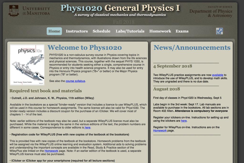 Course Web Site www.physics.