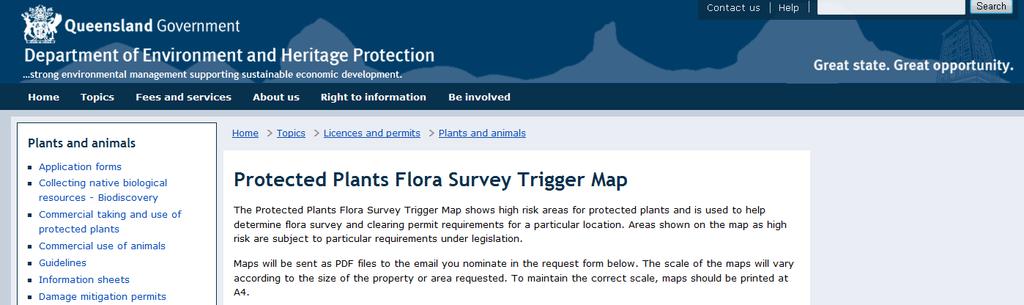 Flora survey trigger map web