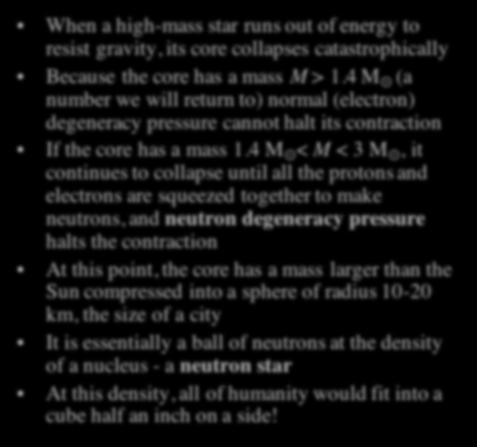 4 M < M < 3 M, it continues to collapse until all the protons and electrons are squeezed