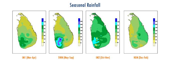 Figure 2: Seasonal Rainfall in Sri Lanka Climate in Sri Lanka is tropical. This means that warm temperatures prevails in the country.