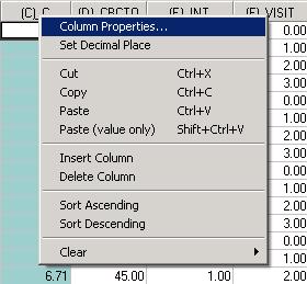 To rename the new variable, right-click again on the column header and select the Column Properties option.