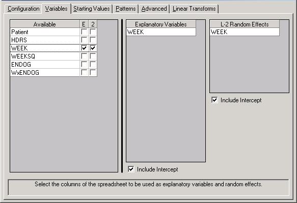 Click the Variables tab to proceed to the Variables screen of the Model Setup window.