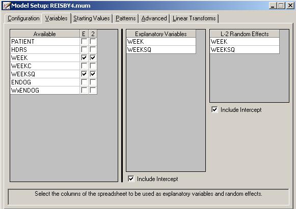 Next, click on the Variables tab to proceed to the Variables screen of the Model Setup window.