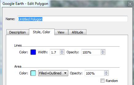 Figure 12 - Edit Polygon window. When you have finished click on the ok button of the Edit polygon window. If you want to modify an existing polygon you can right-click on it and choose Properties.