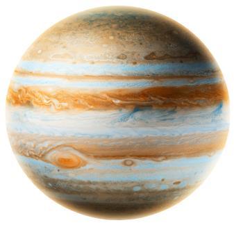 Jupiter Radius (Earth 1:11.2) Distance from Sun AU (Earth 1:5.2) Spin (day) 9.9 hours Orbit (year) 11.9 years Cloud top temperature -125 C Moons 16 Gravity (Earth 1:2.