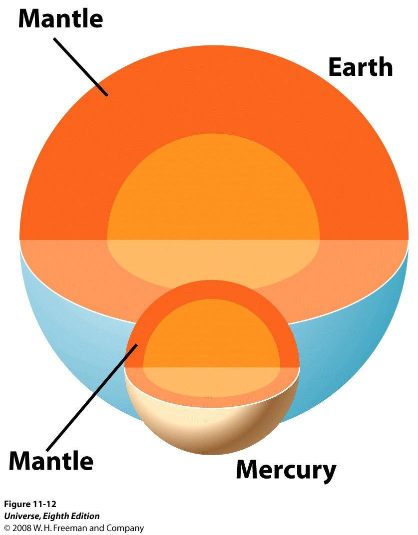 Mercury s interior Second densest major body in the solar system, after Earth. 5.