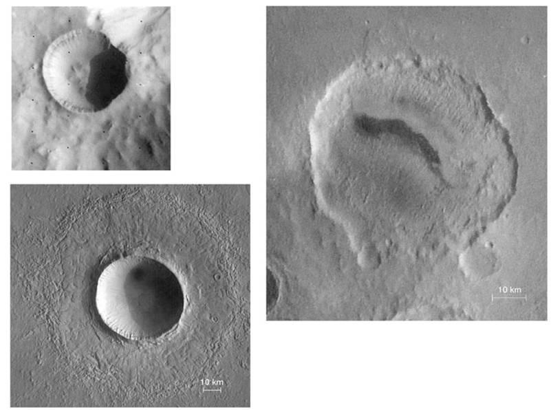 Craters and resurfacing Eroded crater New crater The condition of craters indicates surface
