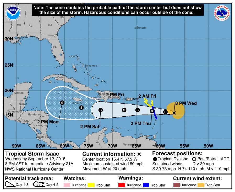 3 AS OF 8:00 PM (AST) ON SEPTEMBER 12, 2018 TROPICAL STORM WATCH: Antigua and Barbuda, Montserrat, and St.