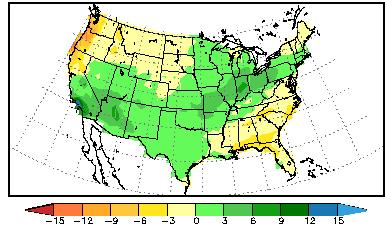a) Total Precipitation Departure from Mean in Inches January 1, 2005 to February 28, 2005 b) Total Precipitation Departure from Mean