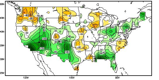 April 30, 2005 c) Calculated Soil Moisture Anomaly