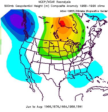 1971, 1987, 1988 and 1992; and d) composite anomaly for the five driest
