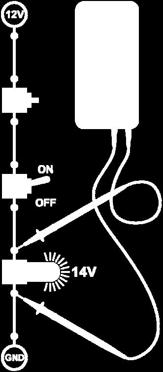 00. Now place the test leads across the load (bulb) as shown in this image with the Red lead to the Positive side and the