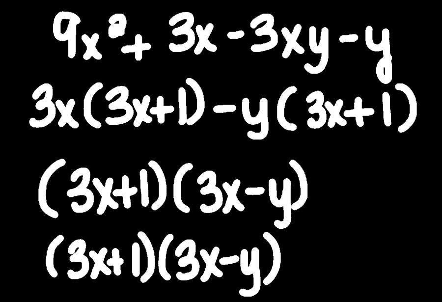 Factoring Example: Factor 9x + 3x 3xy y completely.