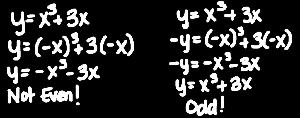 Even And Odd Functions Example: Determine if y = x + 3x is even, odd, neither, or both.