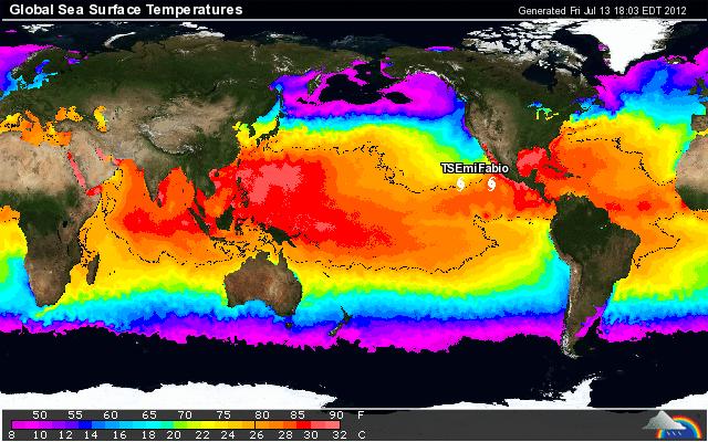 Tropical Cyclone Conditions Warm ocean waters (at least 80 F / 27 C) throughout a depth of about 150 ft. (46 m).