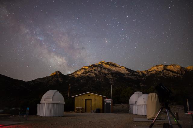 Note the summer Milky Way. Mt. Potosi is in the background.