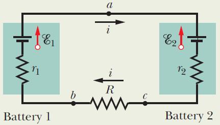 5. Potential Difference Between Two Points b) What is the potential difference between the terminals of battery 1 in the figure?
