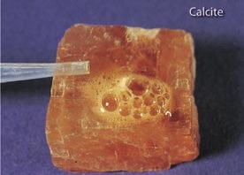 Calcite fizzes, calcite dissolves releasing CO 2 gas CaCO