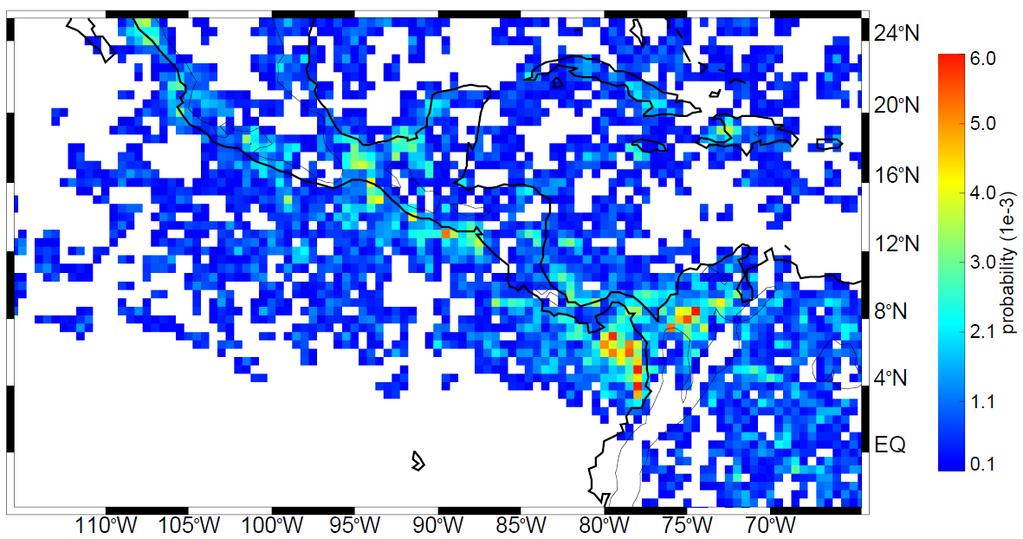 Frequency of occurrence Equatorial America Deep Convective cores (DCC): West of Sierra