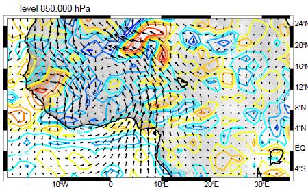 Wide convective cores over West Sahel 200 hpa West
