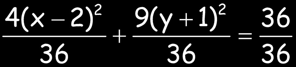 An ellipse is defined by the equation 4x 2 + 9y 2 16x + 18y = 11.