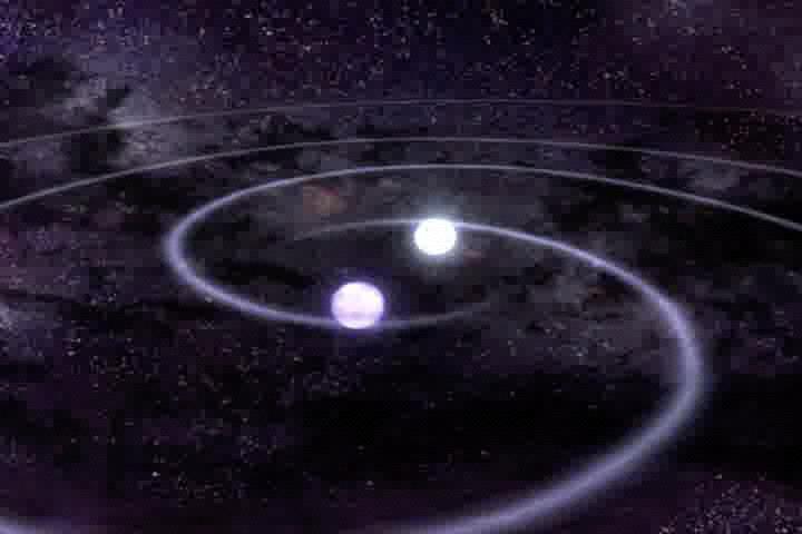 Animation of two white dwarfs merging