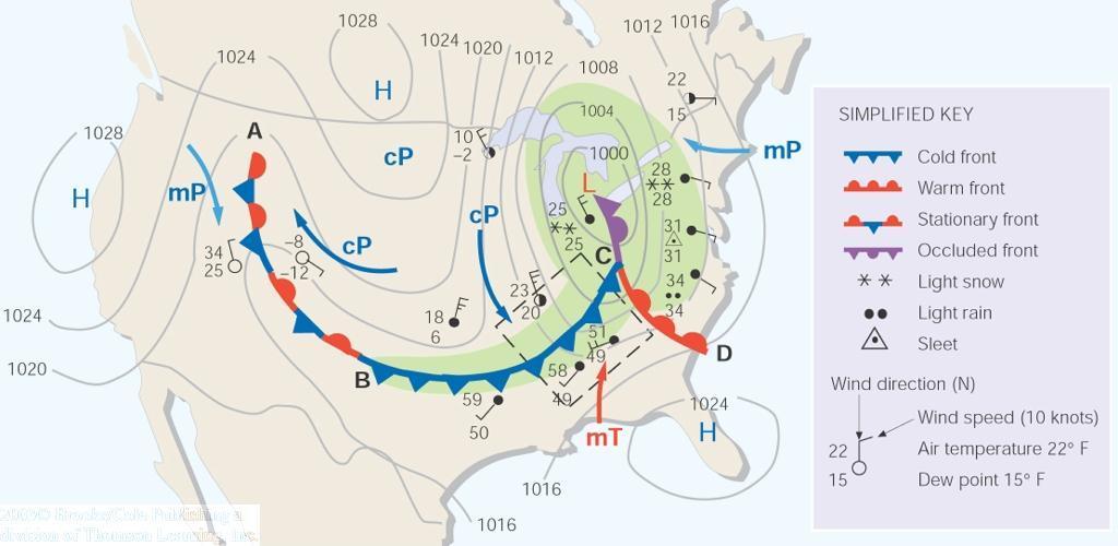 Air Mass Fronts Figure 12.12 Two air masses entering a region, such as the U.S.