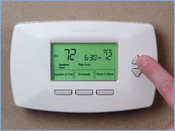 A control mechanism then compares the actual room temperature to the set temperature.