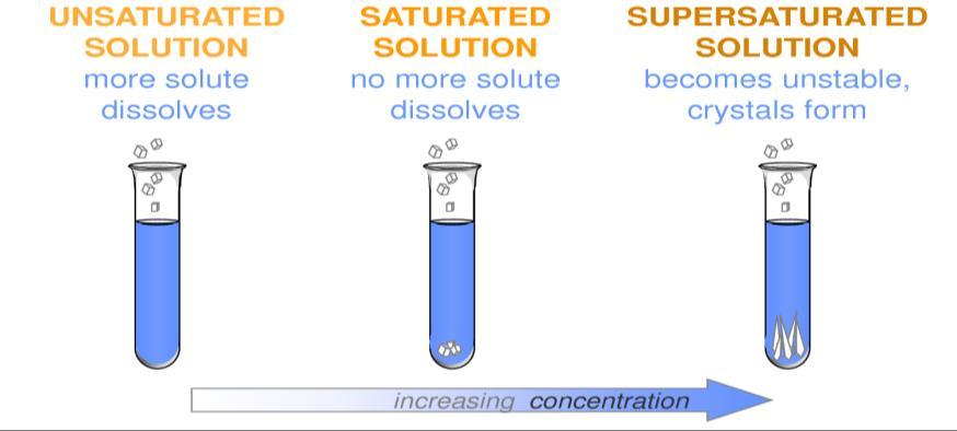 2. Degree of Saturation To determine solubility, one must first completely saturate a solution.
