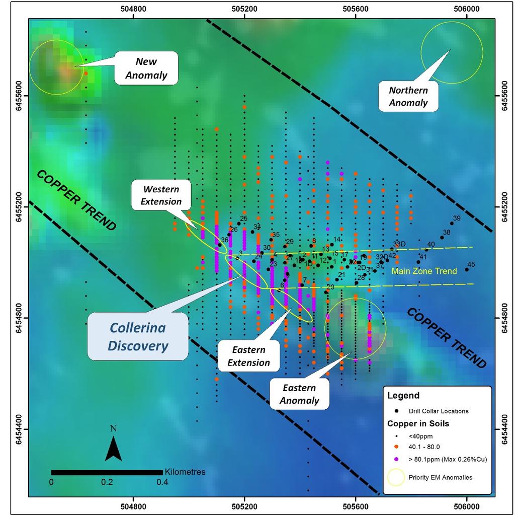COLLERINA PROSPECT AREA The VTEM survey has highlighted multiple anomalies proximal to the Collerina discovery.
