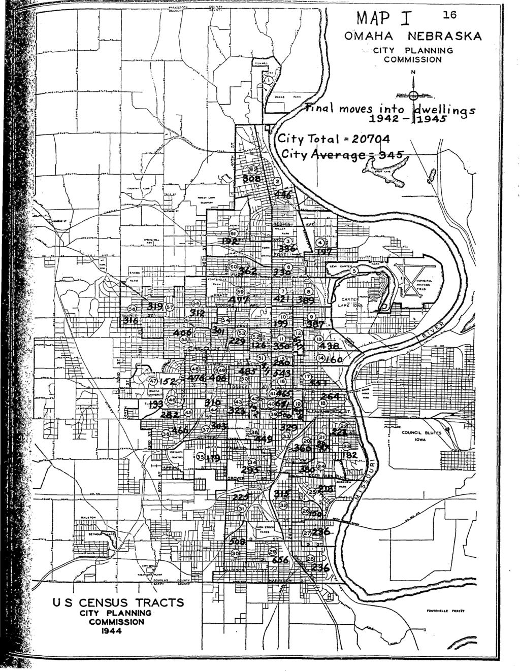 M A P I 1 6 OMAHA NEBRASKA c it y p l a n n i n g COMMISSION i City Total = 207GfA Cit-y / ave rage moves into c welli 1942