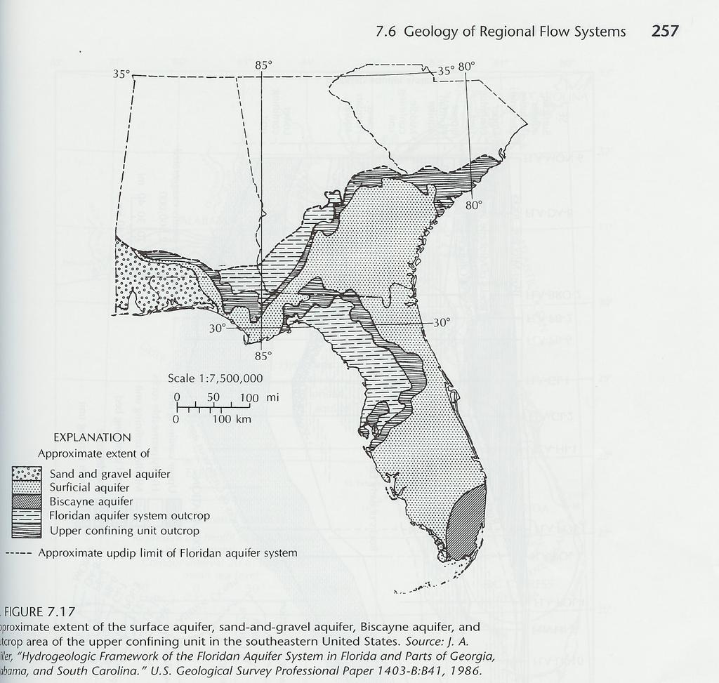Approximate Extent of Regional Aquifers in the Southeastern