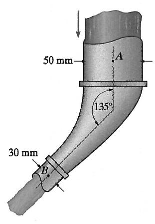 Crude oil flows through the horizontal tapered 45 elbow shown in Figure 4 at 0.02 m 3 /s.