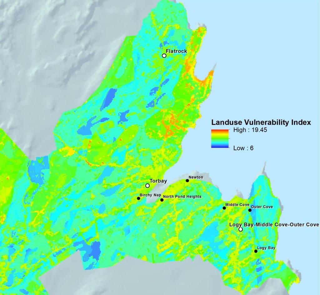 Conception Bay study areas generally exceeded 14 to 15.