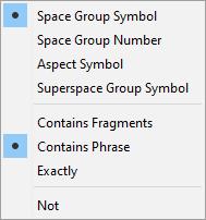 Crystal Data Filters based on the space group symbol according to nomenclature defined by the author.