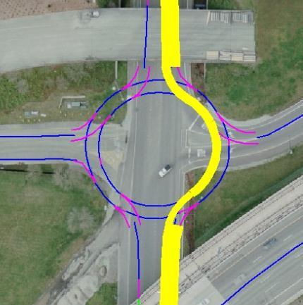 From a traffic operational perspective, there are several options for two lane roundabouts. he one chosen for this study is the type recommended by Washington State Department of ransportation 3.