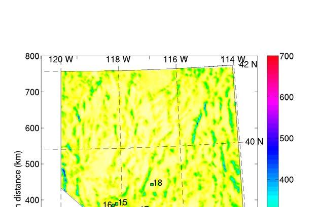 Wind power density (W/m 2 ) over Nevada at 50 m as