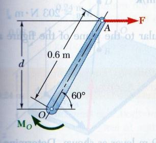 Solution b. Horizontal Force In this case, we have d = (0.6m) sin 60 = 0.