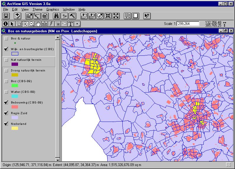 Example 1: CBS (Dutch Census Office) borders of residential areas, town districts and municipalities spatial perception