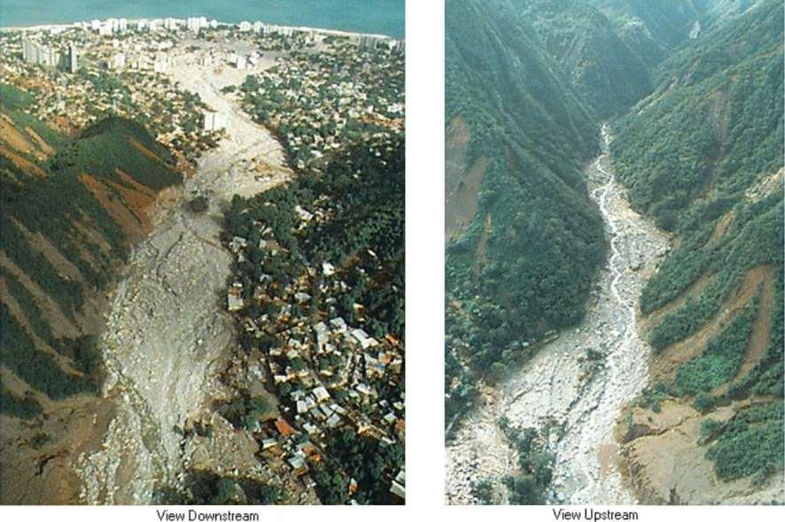 Quebrada San Julián showing the high slope angles, large numbers of debris flow