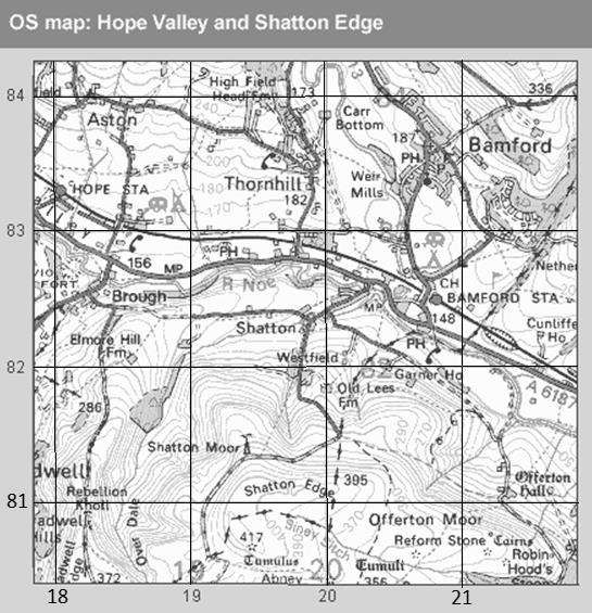 Section E: Map Skills Study the map of Hope Valley and Shatton Edge and aswer the following
