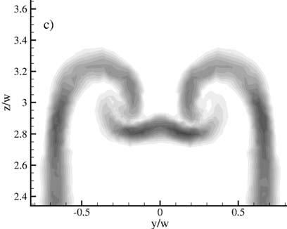 al. (24), and in particular to the visualizations of the time-averaged vorticity field in the near upper wake, some of which are shown in Fig. 3.