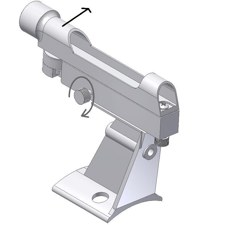shown in figure 27. The other adjustment (the azimuth thumbscrew) allows to adjust side wards the finder scope.