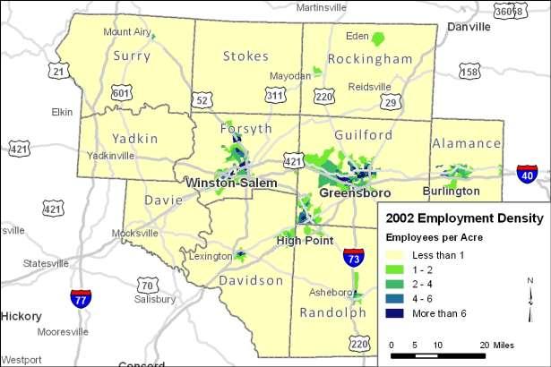 2.0 REGIONAL EMPLOYMENT ASSESSMENT As Error! Reference source not found. shows, there are several major employment hubs located within the PART region.